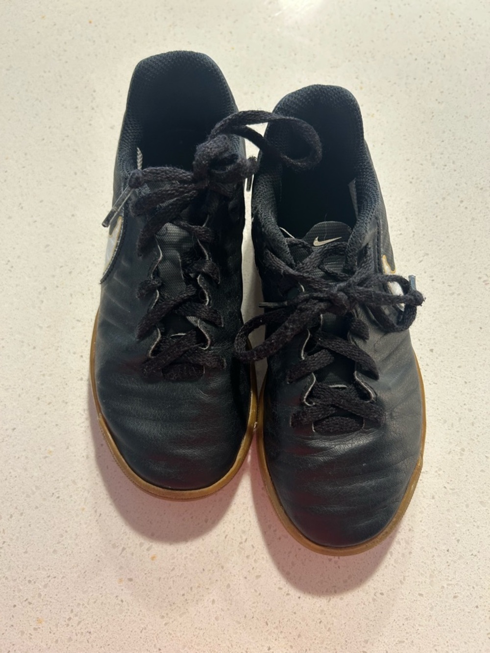 Nike Tiempo X Rio IV indoor soccer 
Black Gold White TF Turf Soccer School 12C - Picture 2 of 5